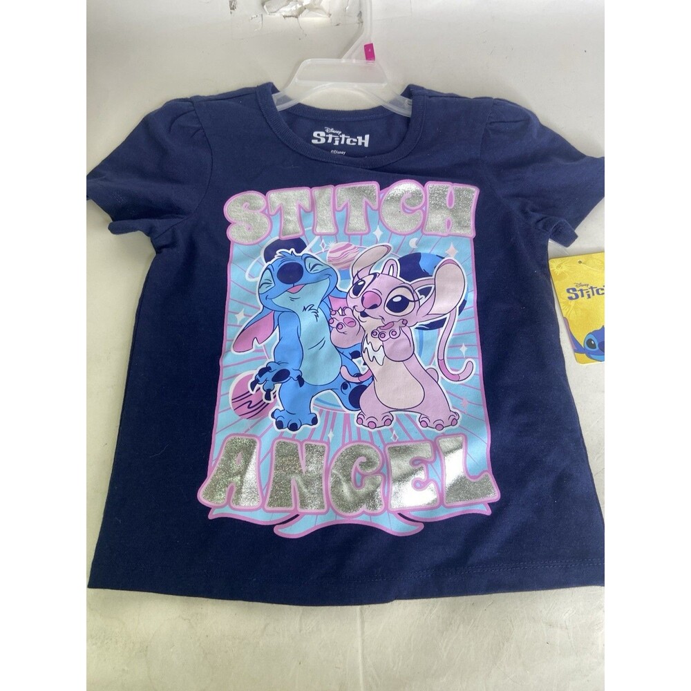 Disney Lilo and Stitch Angel Blue Short Sleeve Tee T-Shirt Top Girls Size 4
